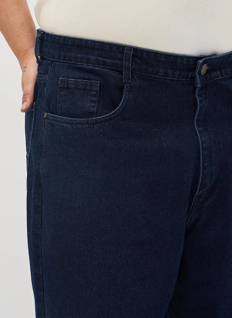 Urbano Fashion  Urbano Plus Men's Dark Blue Loose Baggy Fit Washed Denim Jeans Non-Stretchable for Men | Best Price UAE